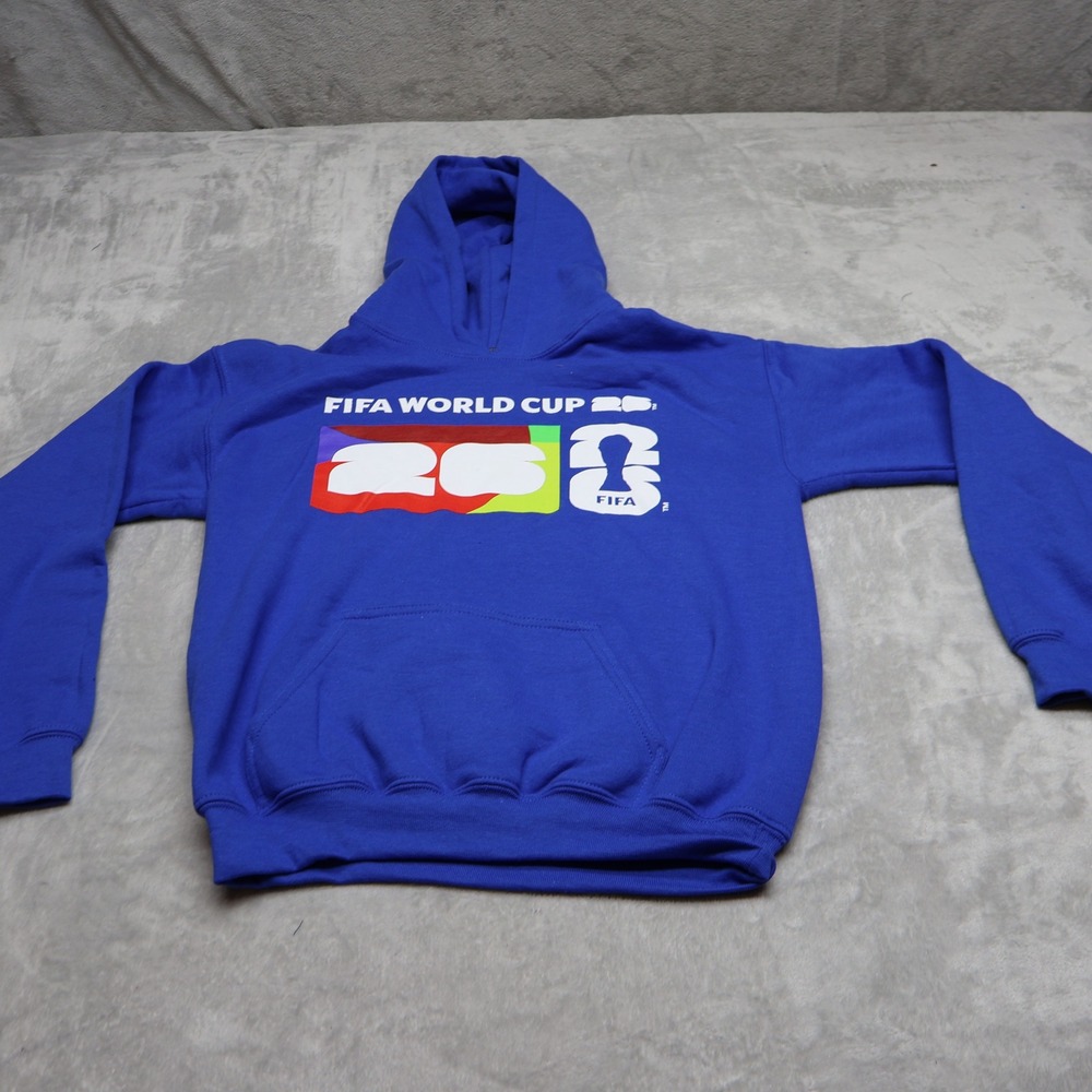 FIFA Hoodie Youth Large Blue 2026 FIFA World Cup Fleece Sweatshirt $35 NEW READ